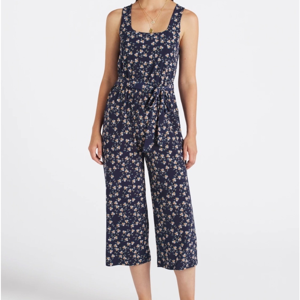 Knit Tie Waist Cropped Jumpsuit